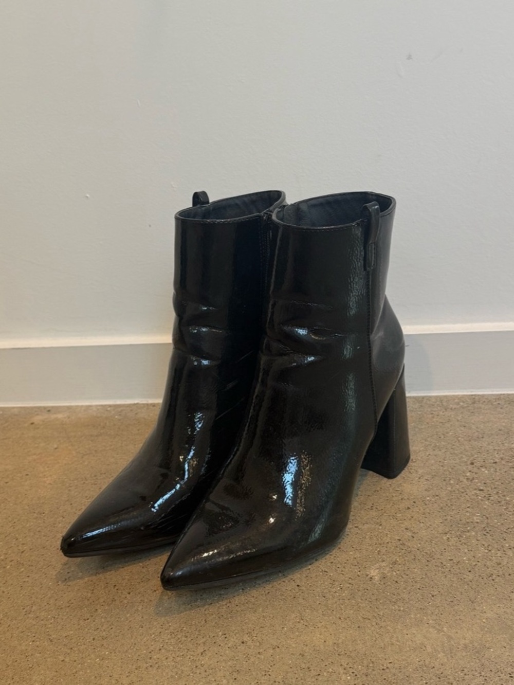 Black Pointed Toe Heeled Ankle Boots